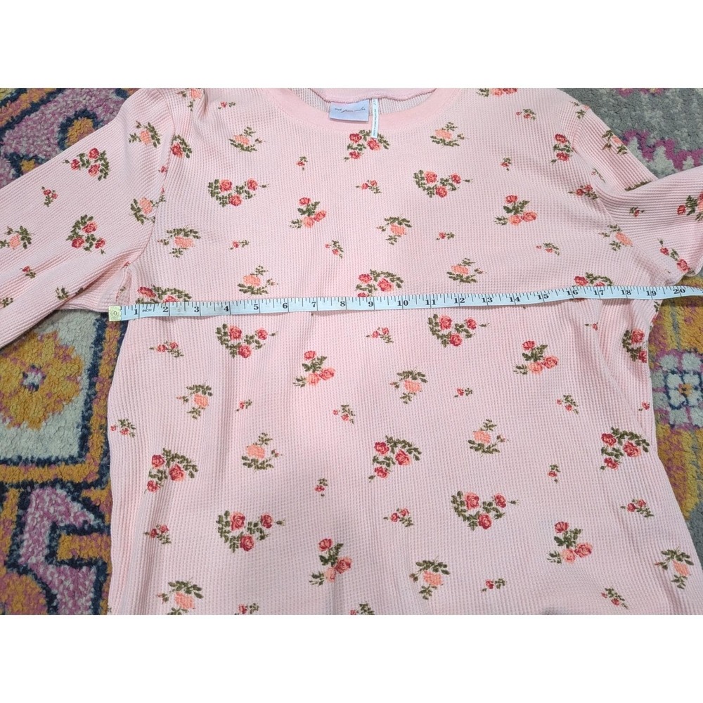URBAN OUTFITTERS Out From Under Pink Floral‎ Rose Waffle Thermal Top XL Cotton - Picture 8 of 10